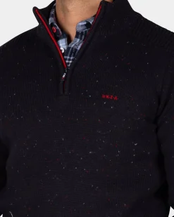 Dunkelblauer Pullover mit halbem Reißverschluss - Winter Navy