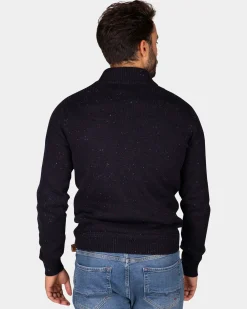 Dunkelblauer Pullover mit halbem Reißverschluss - Winter Navy