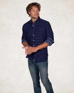 Dunkelblaues Hemd aus Baumwollcord - Pitch navy