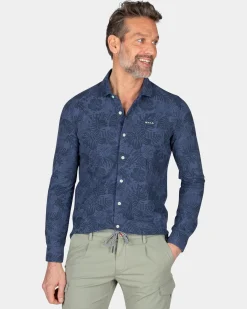 Dunkelblaues Hemd mit Blumen - Dusk Navy