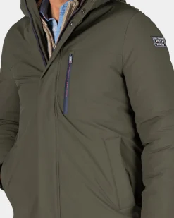 Dunkelgrüner Parka mit Stehkragen - Gravel Green