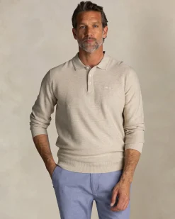 Ecru Baumwoll-Rugby-Poloshirt