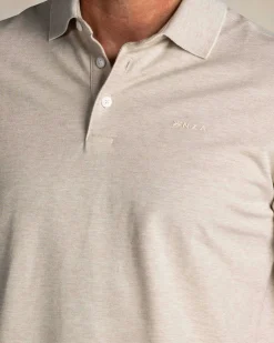 Ecru Baumwollstretch-Poloshirt