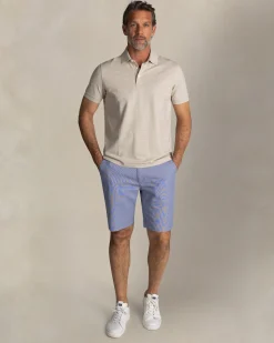 Ecru Baumwollstretch-Poloshirt