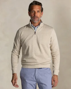 Ecru halbzipp-pullover aus baumwolle