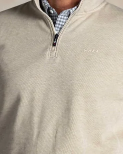 Ecru halbzipp-pullover aus baumwolle