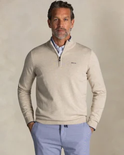 Ecru halbzip-pullover aus baumwolle