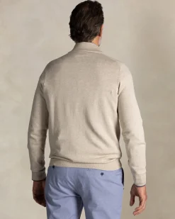 Ecru halbzip-pullover aus baumwolle