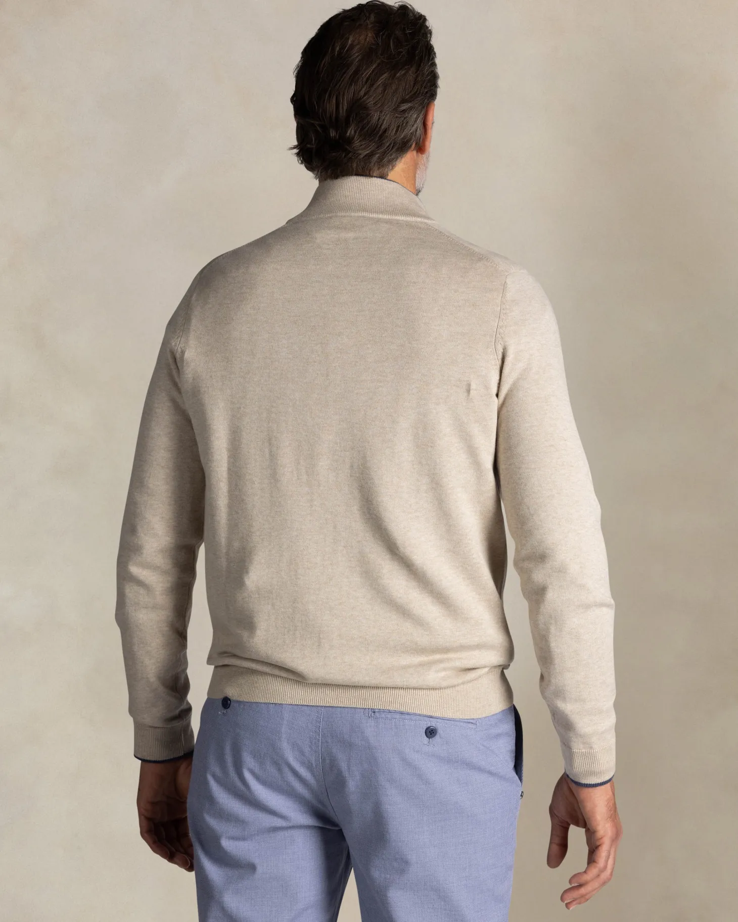 Ecru halbzip-pullover aus baumwolle