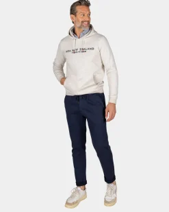 Ecru Hoodie mit Schriftzug auf der Brust - Powder Sand