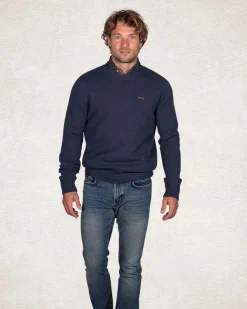 Einfacher Strickpullover mit Rundhalsausschnitt - Trent Petrol