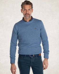 Einfacher Strickpullover mit Rundhalsausschnitt - Cloudy Blue