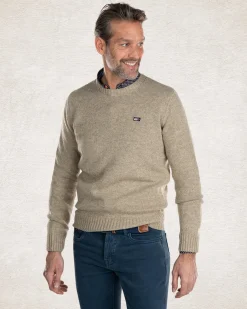 Einfacher Strickpullover mit Rundhalsausschnitt - Sahara Sand