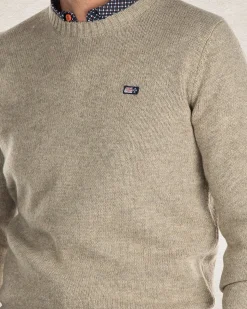 Einfacher Strickpullover mit Rundhalsausschnitt - Sahara Sand