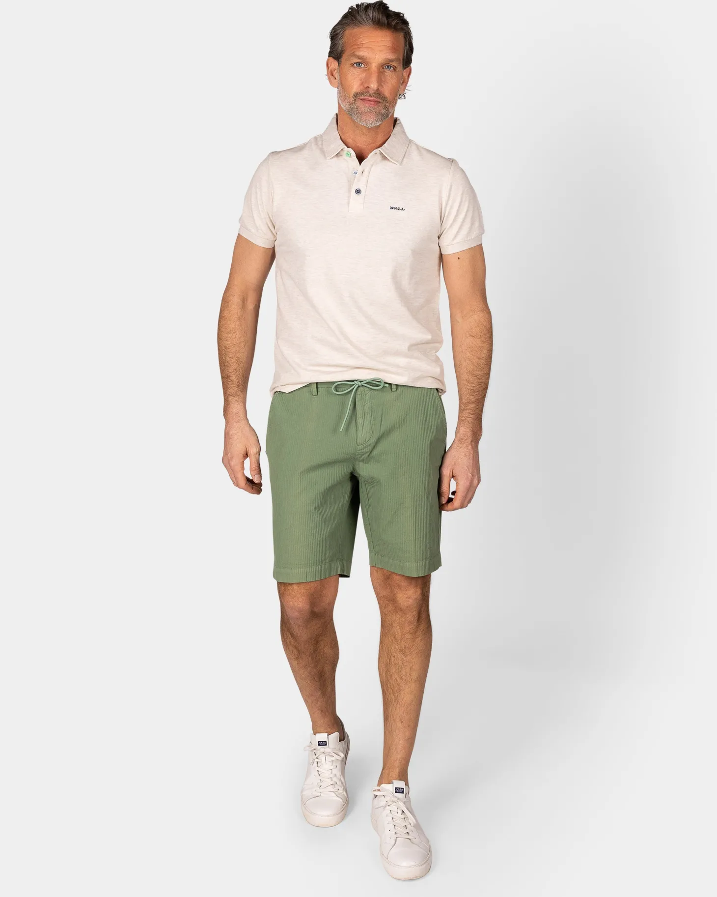 Einfarbige Baumwoll-Beige Polo