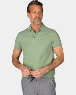 Einfarbige Baumwoll-Hellgrüne Polo