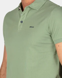 Einfarbige Baumwoll-Hellgrüne Polo