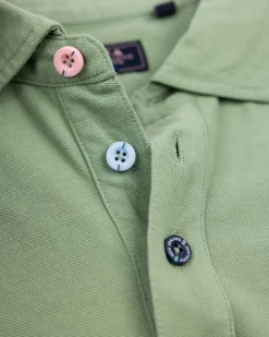 Einfarbige Baumwoll-Hellgrüne Polo