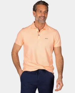 Einfarbige Baumwoll-Hellorange Polo