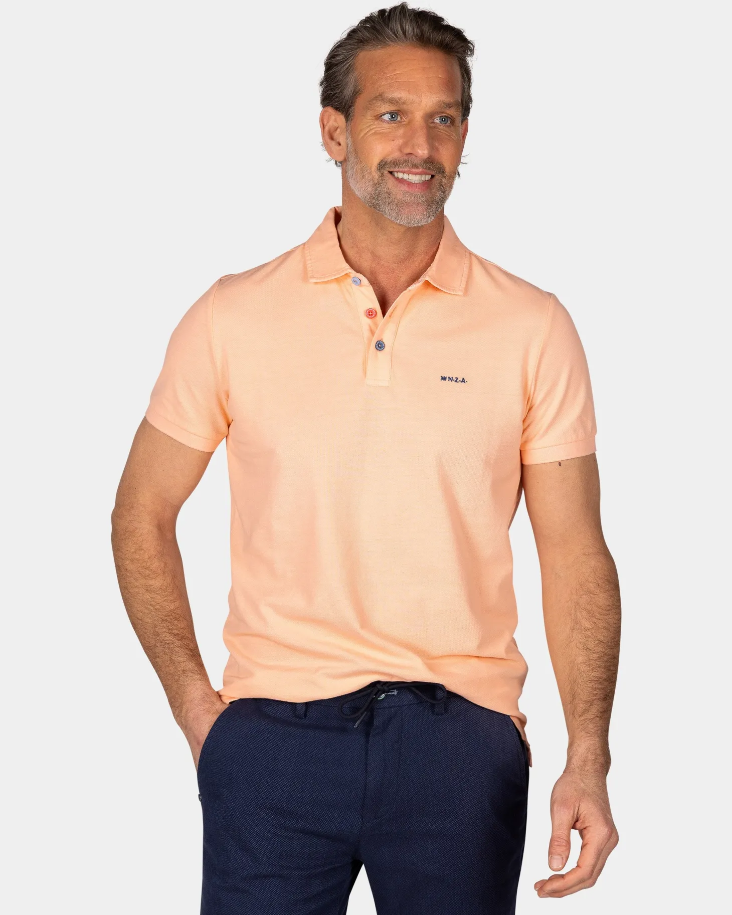 Einfarbige Baumwoll-Hellorange Polo