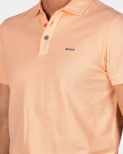 Einfarbige Baumwoll-Hellorange Polo