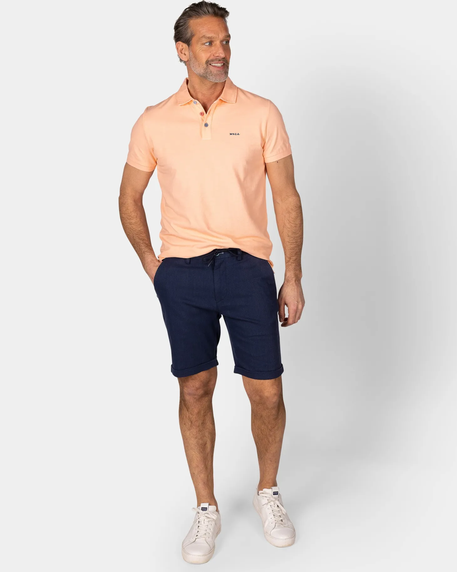 Einfarbige Baumwoll-Hellorange Polo