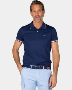 Einfarbige blaue Polo