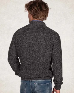 Einfarbiger Baumwollpullover mit halbem Reißverschluss - Smoked Green