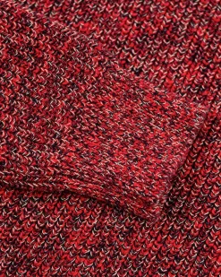 Einfarbiger Baumwollpullover mit halbem Reißverschluss - Carmine red