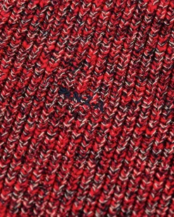 Einfarbiger Baumwollpullover mit halbem Reißverschluss - Carmine red