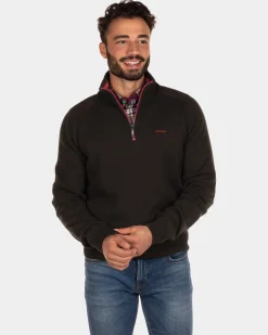 Einfarbiger Pullover mit halbem Reißverschluss Oroua - Dark Army