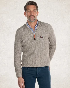 Einfarbiger Pullover mit halbem Reißverschluss - Sahara Sand