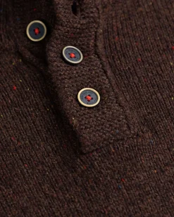 Einfarbiger Pullover mit Knöpfen Brownlee - Clay Brown