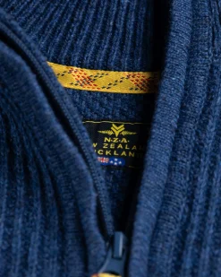 Einfarbiger Pullover mit halbem Reißverschluss Dry - Storm Blue