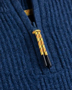 Einfarbiger Pullover mit halbem Reißverschluss Dry - Storm Blue