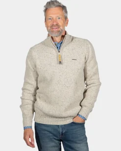 Einfarbiger Pullover mit halbem Reißverschluss Dry - Sea Silt Sand