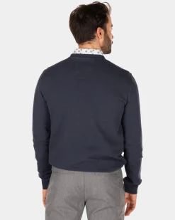 Einfarbiger Pullover mit Rundhalsausschnitt - Traditional Navy