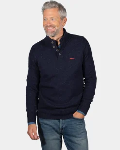 Einfarbiger Pullover mit Knöpfen Brownlee - Ink Navy