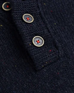 Einfarbiger Pullover mit Knöpfen Brownlee - Ink Navy