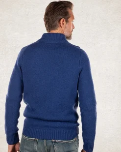 Einfarbiger Pullover mit halbem Reißverschluss - Bright Water Blue