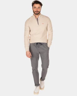 Einfarbiger Pullover mit Reißverschluss - Shimmering Sand