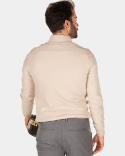 Einfarbiger Pullover mit Reißverschluss - Shimmering Sand