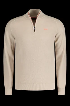 Einfarbiger Pullover mit Reißverschluss - Shimmering Sand