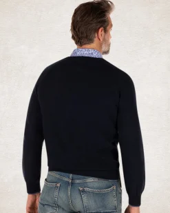 Einfarbiger Rundhalspullover aus Baumwolle