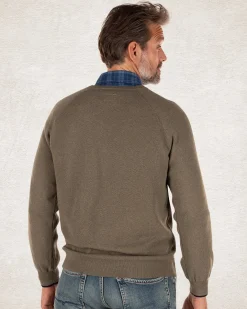 Einfarbiger Rundhalspullover aus Baumwolle - Army Ground