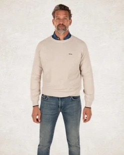 Einfarbiger Rundhalspullover aus Baumwolle - Shadow White