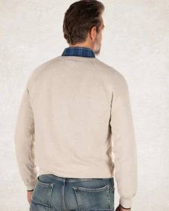 Einfarbiger Rundhalspullover aus Baumwolle - Shadow White