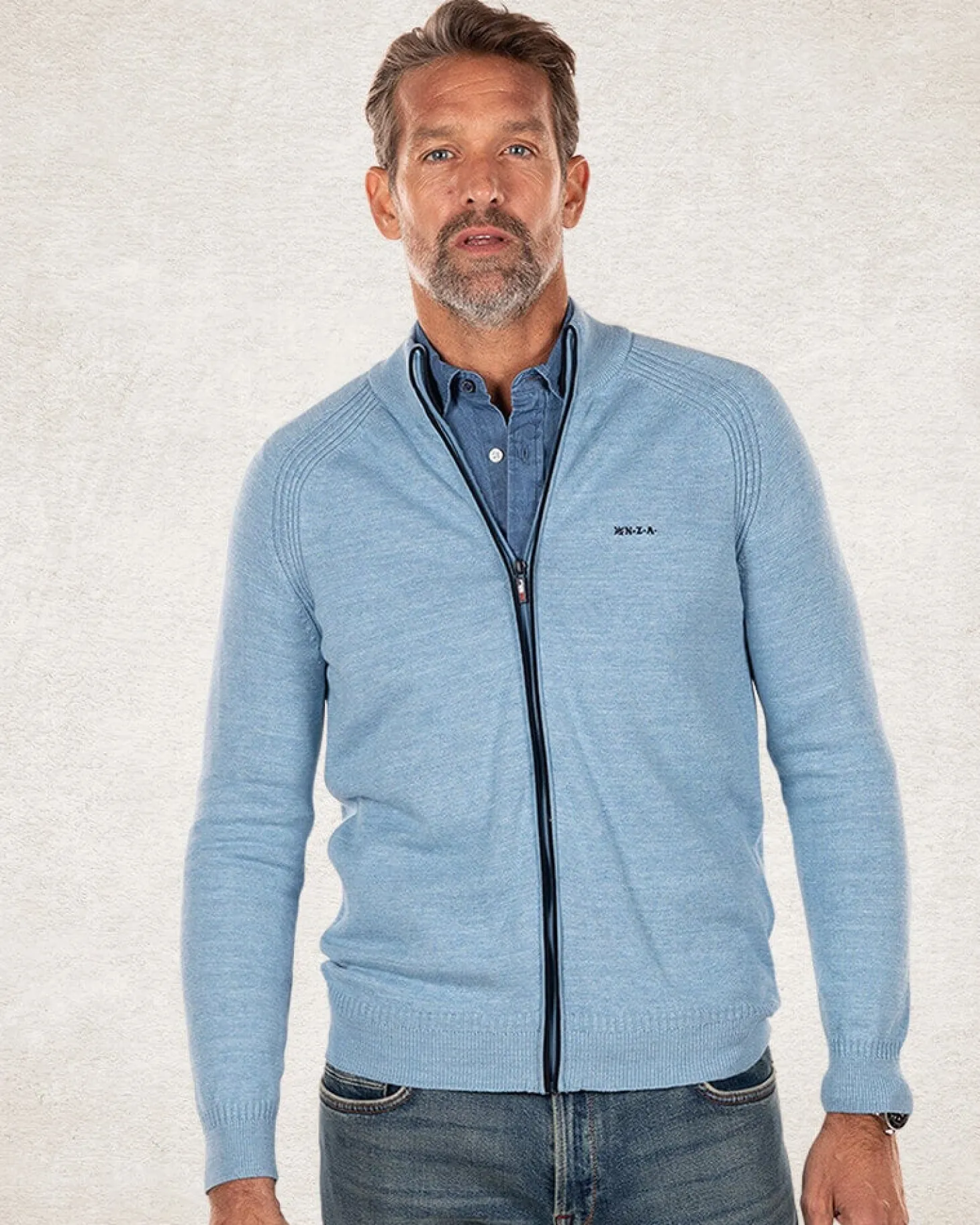 Einfarbiger Strickjacke aus Baumwoll