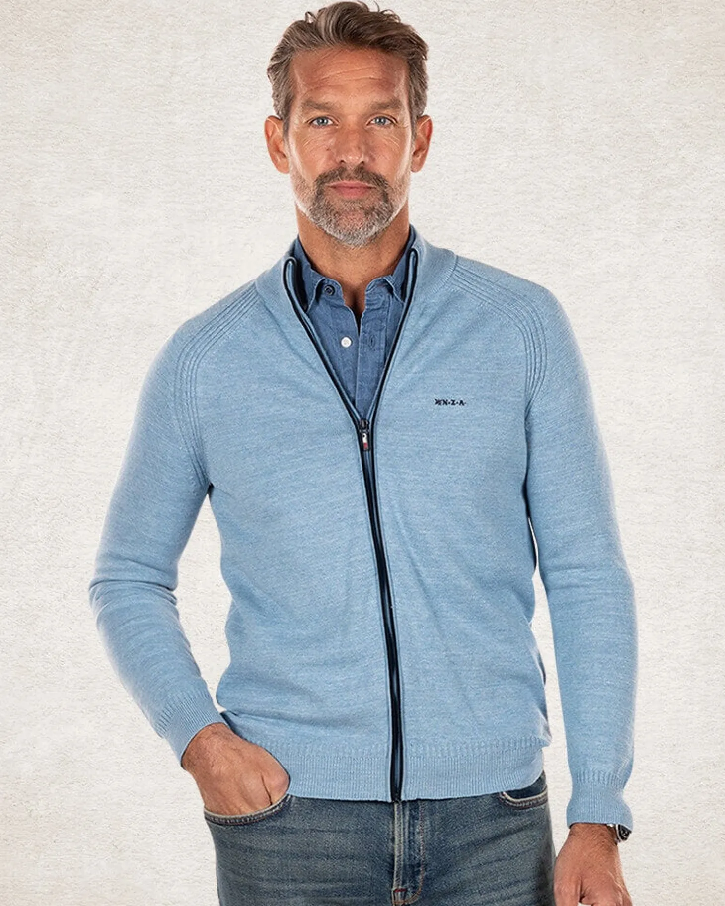 Einfarbiger Strickjacke aus Baumwoll