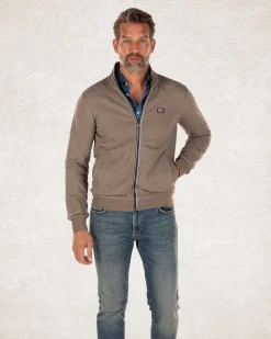 Einfarbiger Strickjacke aus Baumwollstretch Grun